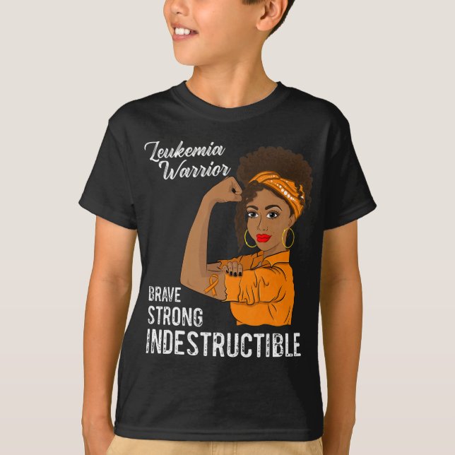 Camiseta Guerrero de leucemia sobreviviente indestructible  (Anverso)