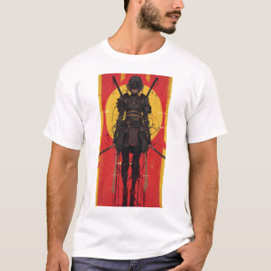 Camiseta Guerrero de Ninja doble espada traje negro camiset