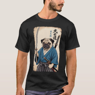 Camiseta Guerrero De Pug De Samurai Con Espada De Katana Pe