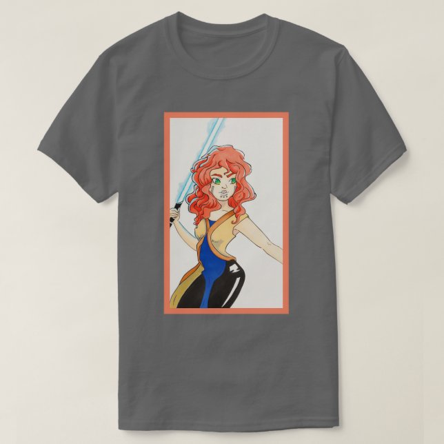 Camiseta guerrero de sable de luz naranja (Diseño del anverso)