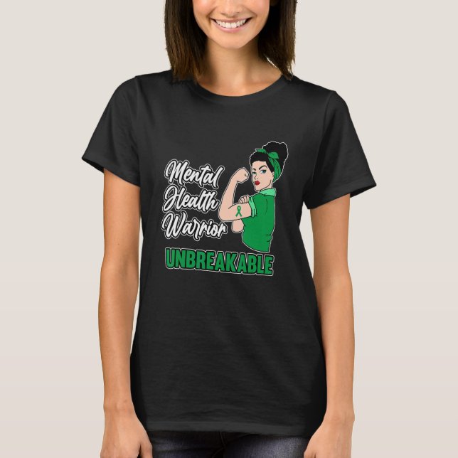 Camiseta Guerrero de salud mental conciencia inquebrantable (Anverso)