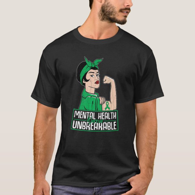 Camiseta Guerrero de Salud Mental Gráfica de Conciencia Inq (Anverso)