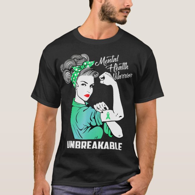 Camiseta Guerrero de salud mental inquebrantable - Monto de (Anverso)