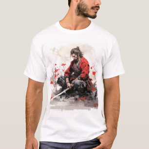 Camiseta Guerrero de Samurai agachándose con una espada dib