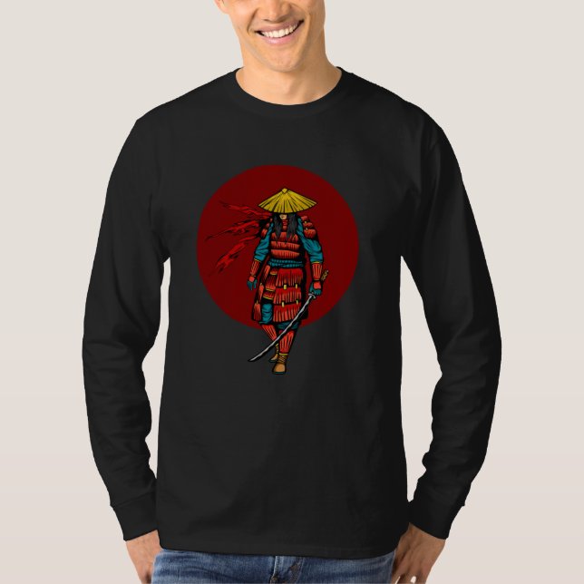 Camiseta Guerrero de Samurai al atardecer con Katana (Anverso)
