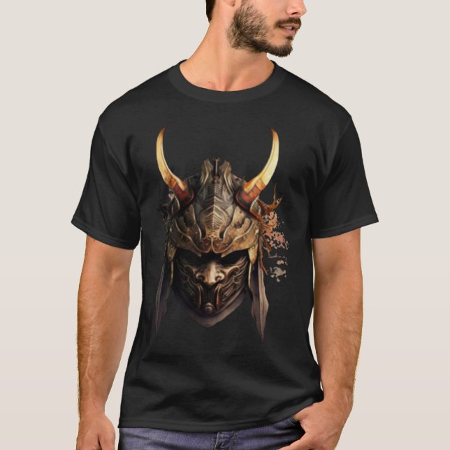 Camiseta Guerrero de Samurai Bushido Oni Máscara Cultura Ja (Anverso)