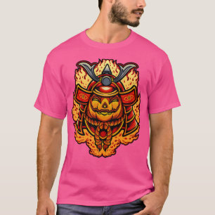 Camiseta Guerrero de Samurai Bushido Oni Mask Pumpkin Hallo