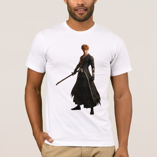 Camiseta Guerrero de Samurai con una espada en negro (Anverso)