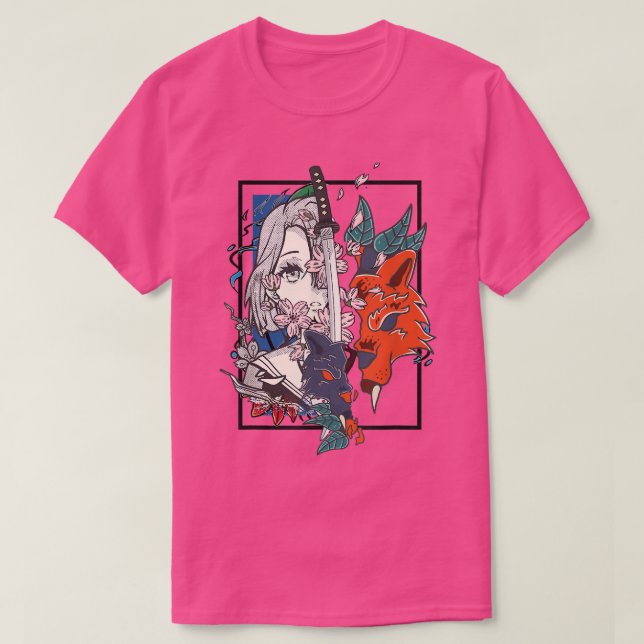 Camiseta Guerrero de Samurai Japonés Fo Mask Japón Anime Ch (Diseño del anverso)