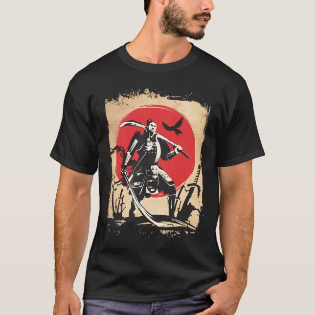 Camiseta Guerrero de Samurai japonés héroe de espada de Jap (Anverso)