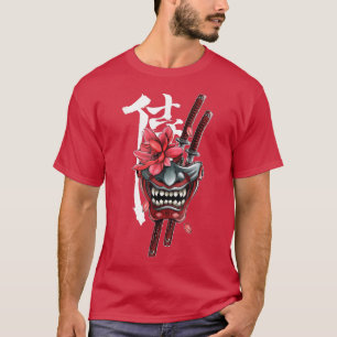 Camiseta Guerrero de Samurai Máscara Oni Japonesa Estética 