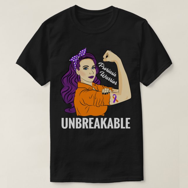 Camiseta Guerrero De Sensibilización Psoriasis Soporte Inqu (Diseño del anverso)