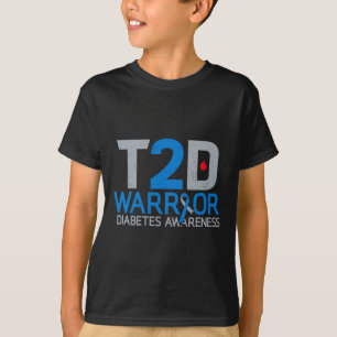 Camiseta Guerrero de T2D Diabetes Conciencia Tipo 2 Fibra D
