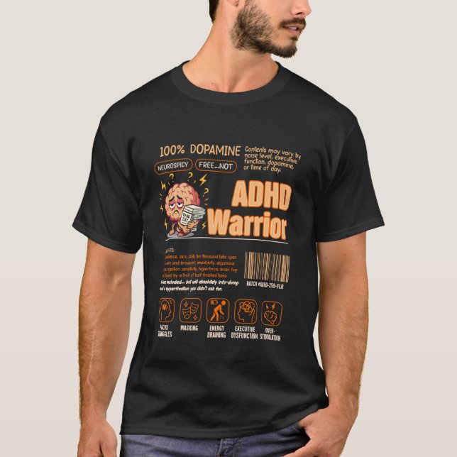 Camiseta Guerrero de TDAH Código de barras Neurodiversidad  (Anverso)