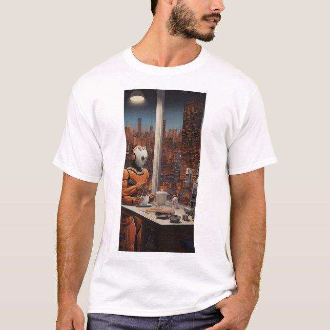 Camiseta Guerrero de Terracota se encuentra con futurista r (Anverso)