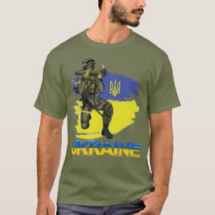 Camiseta Guerrero de Ucrania Militar Soldado Tridente Zelen