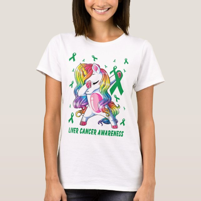 Camiseta guerrero de unicornio con cáncer de hígado (Anverso)