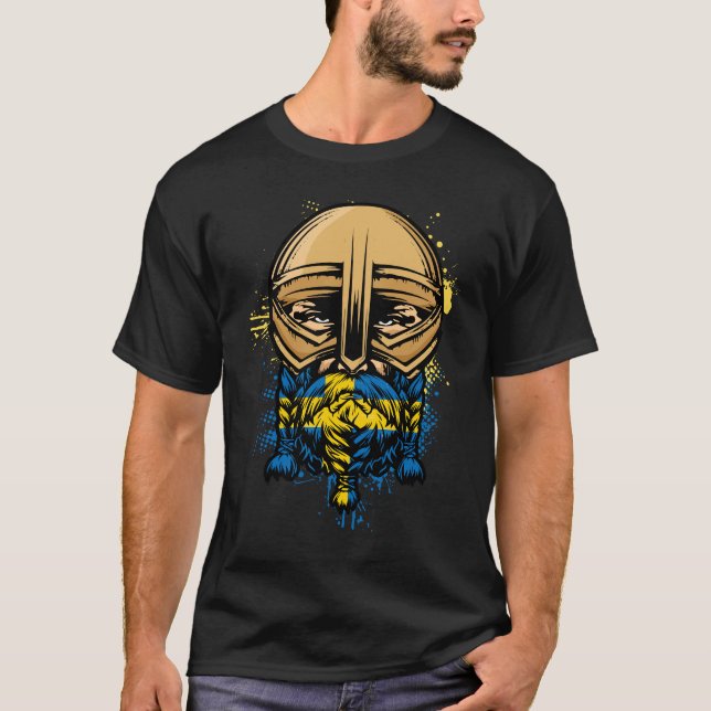 Camiseta Guerrero de Viking Sueco Regalo Casco Viking Sueco (Anverso)