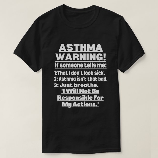 Camiseta Guerrero del asma, cita del asma, conciencia del a (Diseño del anverso)