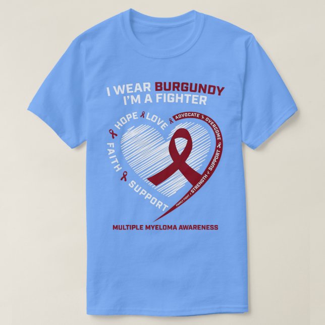 Camiseta Guerrero del cáncer de borgoña combate mieloma múl (Diseño del anverso)