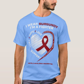 Camiseta Guerrero del cáncer de borgoña combate mieloma múl