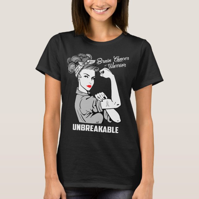 Camiseta Guerrero del cáncer de cerebro irrompible (Anverso)