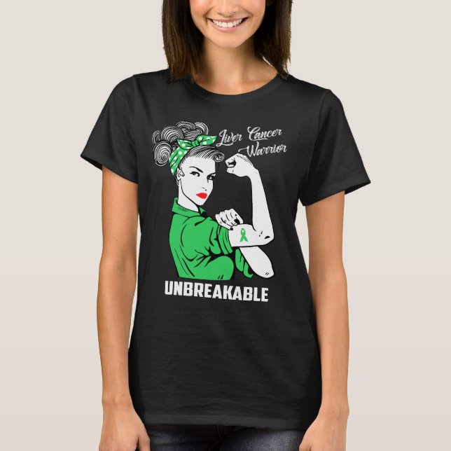 Camiseta Guerrero del cáncer de hígado irrompible (Anverso)