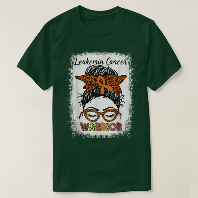 Camiseta Guerrero del cáncer de leucemia Messy Bun Naranja  (Diseño del anverso)