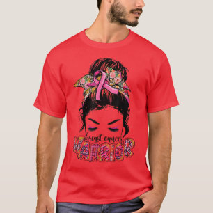 Camiseta Guerrero del cáncer de mama Desordenado rosa mujer