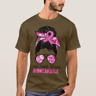Camiseta Guerrero del cáncer de mama inquebrantable rosado 