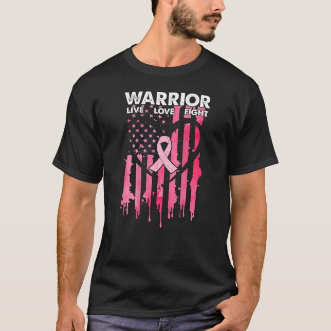 Camiseta Guerrero del cáncer de mama lucha contra el amor v (Anverso)