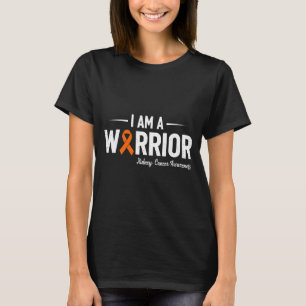 Camiseta guerrero del cáncer de riñón cinta naranja concien