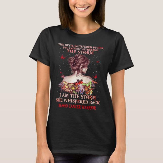 Camiseta guerrero del cáncer de sangre mariposa soy la torm (Anverso)