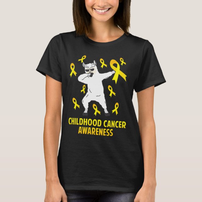Camiseta Guerrero del cáncer infantil "Cute Llama Dabbing" (Anverso)