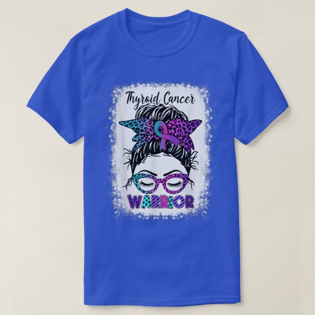 Camiseta Guerrero del cáncer tiroideo desordenado morado, V (Diseño del anverso)