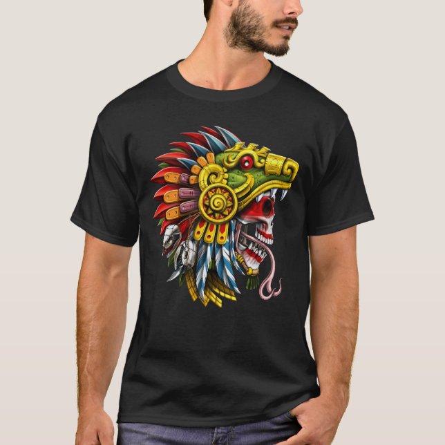 Camiseta Guerrero del cráneo azteca Serpent (Anverso)