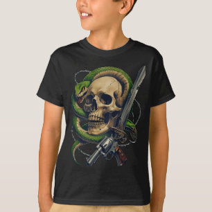 Camiseta Guerrero del cráneo y la serpiente - pistolero gót