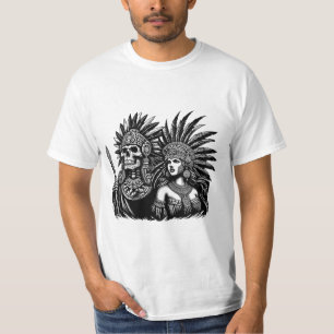 Camiseta Guerrero del esqueleto azteca con arte de princesa