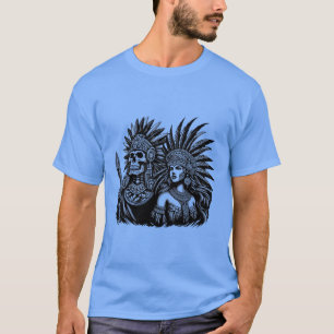 Camiseta Guerrero del esqueleto azteca con arte de princesa