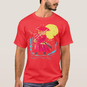 Camiseta Guerrero del gato de la postura de la espada Samur