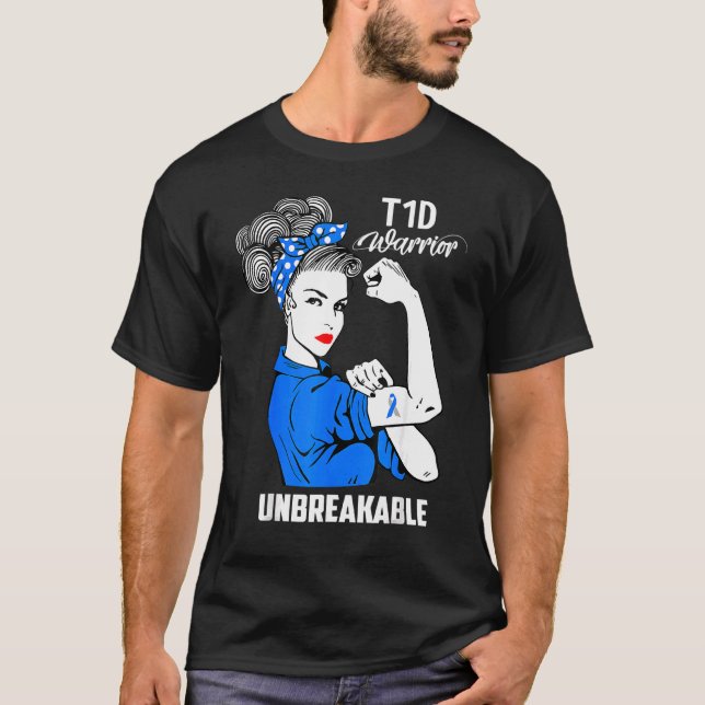 Camiseta Guerrero del T1d inquebrantable Orgullo de mamá Di (Anverso)