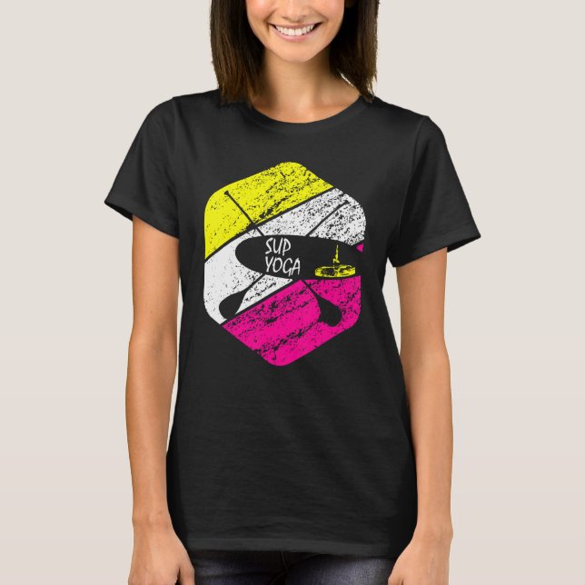 Camiseta Guerrero del tablero de remo de yoga retro Pose Vi (Anverso)