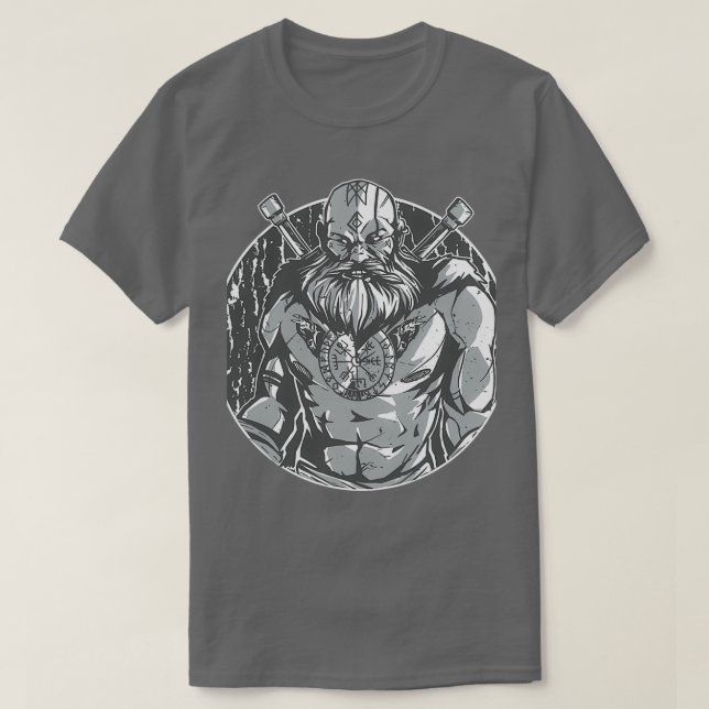 Camiseta Guerrero del Viking Monocromático (Diseño del anverso)