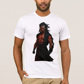 Camiseta Guerrero demoníaco con tatuajes rojos brillantes