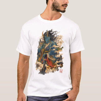 Camiseta Guerrero Demonio Oni Azul | Mitología Yokai Japone