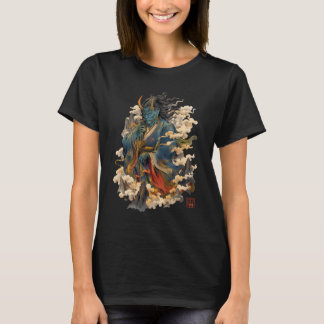 Camiseta Guerrero Demonio Oni Azul | Mitología Yokai Japone