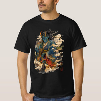 Camiseta Guerrero Demonio Oni Azul | Mitología Yokai Japone