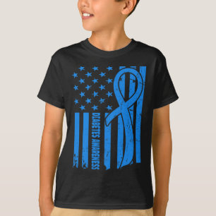 Camiseta Guerrero diabético de bandera de EE. UU. Azul Diab