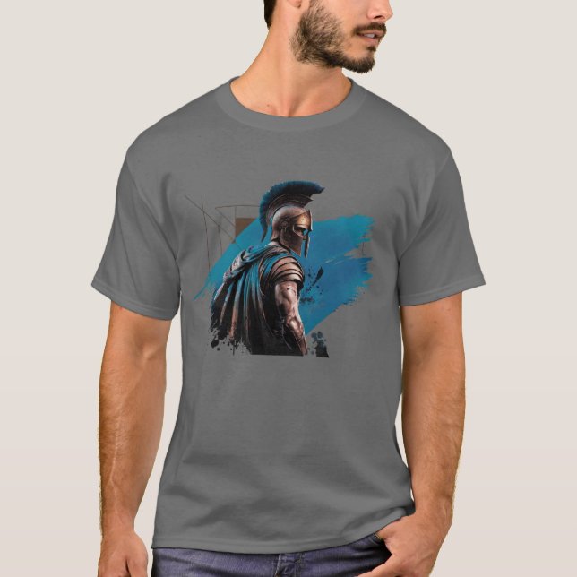 Camiseta Guerrero espartano en azul (Anverso)