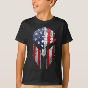 Camiseta Guerrero Espartano Patriota Americano Casco Bander